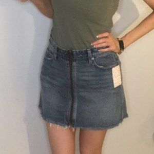 Free People Cutoff Denim Zip Mini Skirt